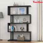 Black  Modern Office Furniture Corner 4 Shelf Bookshelf For Living Room / Bedroom