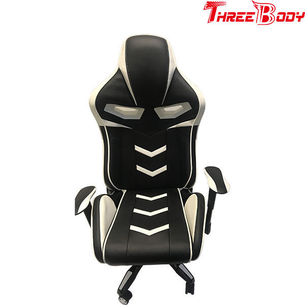 Modern Style Executive Racing Office Chair With Lumbar Support System Black And White