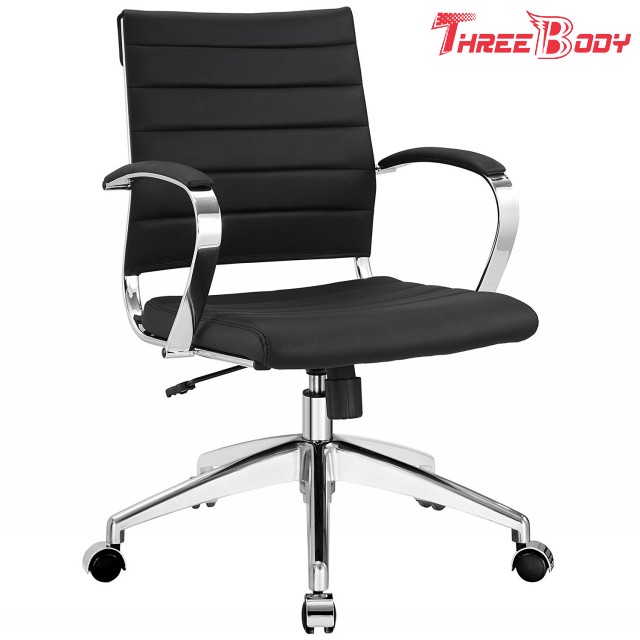 Cadeira meados de do gabinete executivo traseiro, cadeira de couro preta confortável do escritório