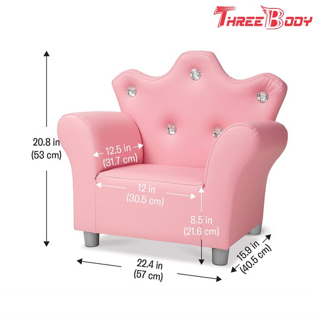 Sofá do couro do plutônio do rosa da poltrona da coroa de S da criança moderna confortável da mobília das crianças ‘para meninas