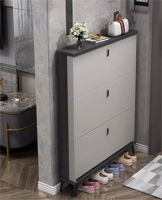 Armazenamento de sapatos de madeira maciça de estilo italiano ultra-fina para entrada, porta exterior, corredor do elevador